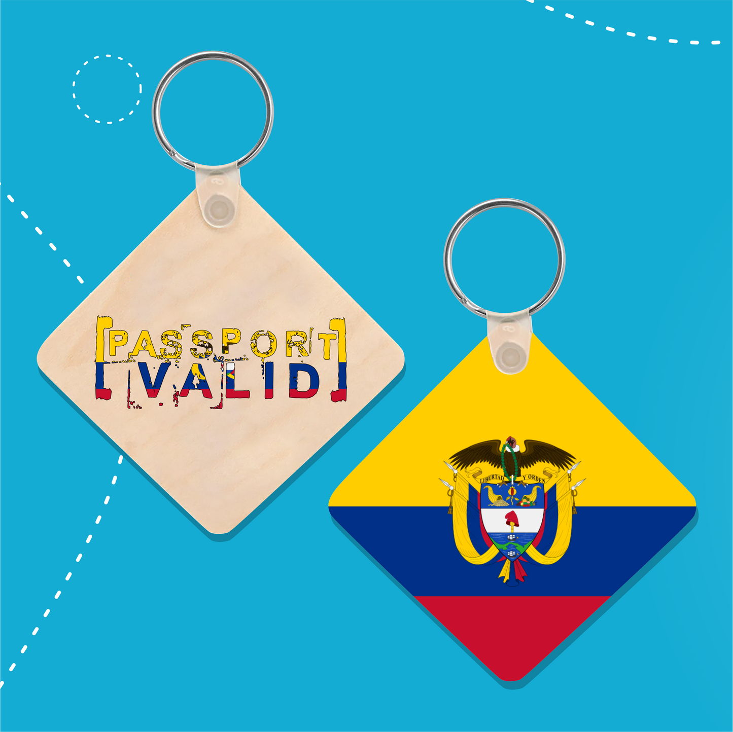 Colombia Square Matte Keychain